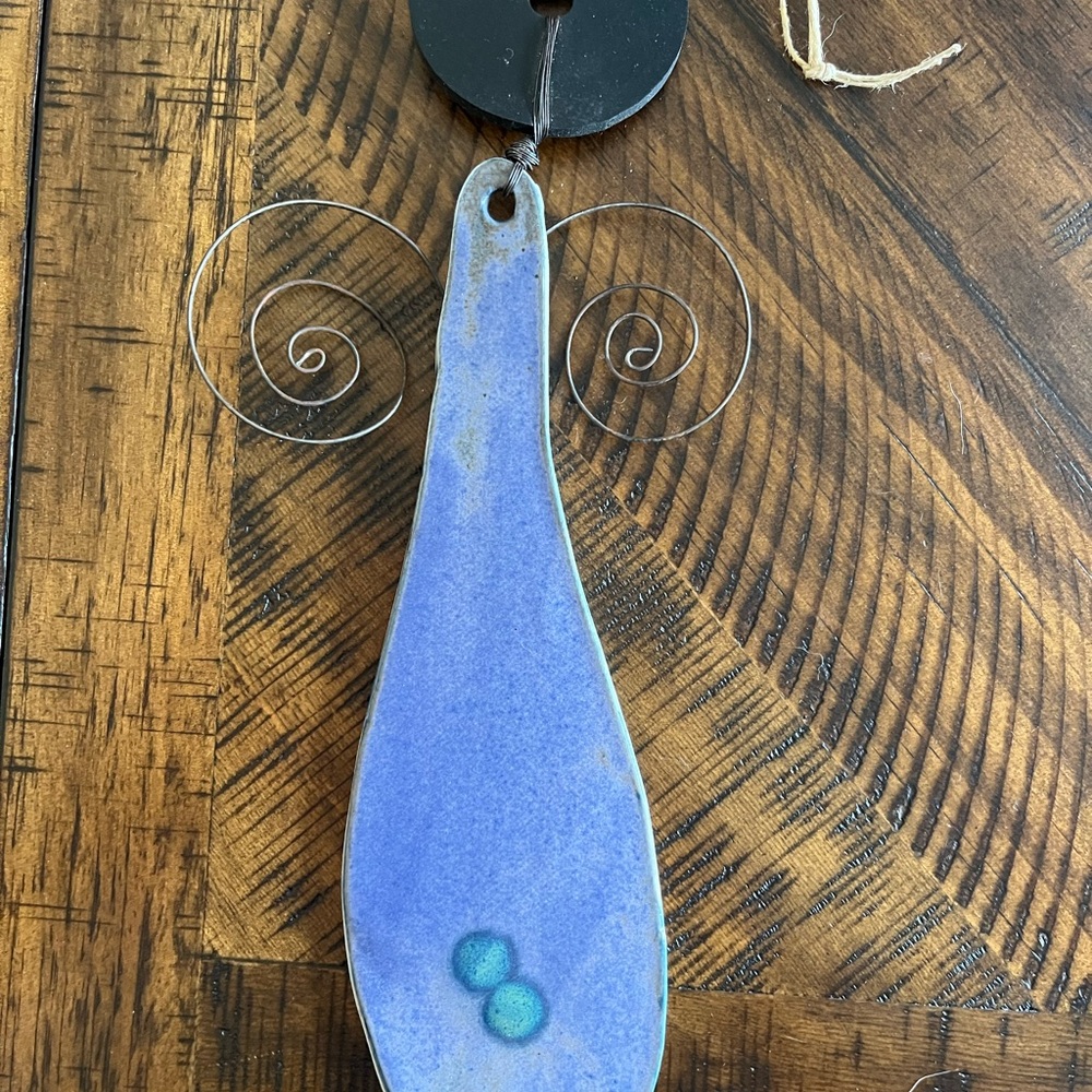 Handcrafted Blue Ceramic Angel Ornament